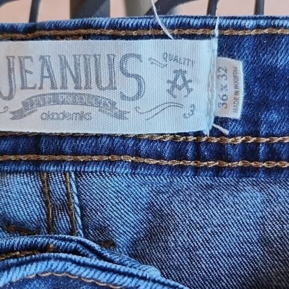 Akademiks Jeanius Distressed Sz. 36x32 Blue Jeans - Picture 6 of 13